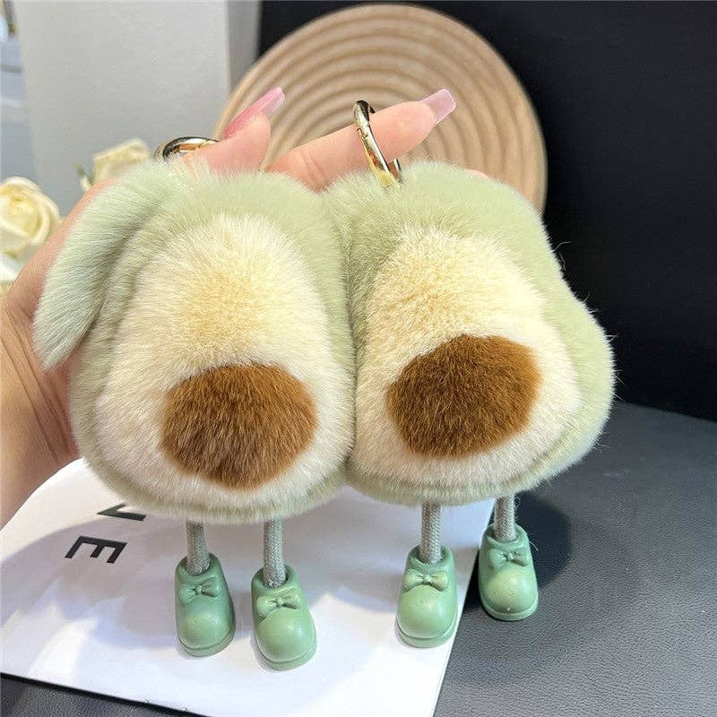 MINTGRÖN Söt utter kaninpäls ko avokado nyckelring hänge för wholesale på Faire2