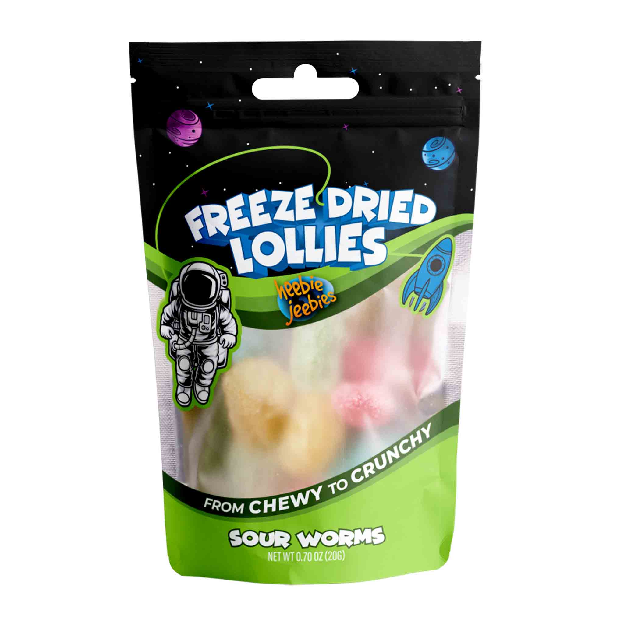 Heebie Jeebies - Wholesale Boiled sweets - Mini Sour Worms Freeze Dried Lollies1
