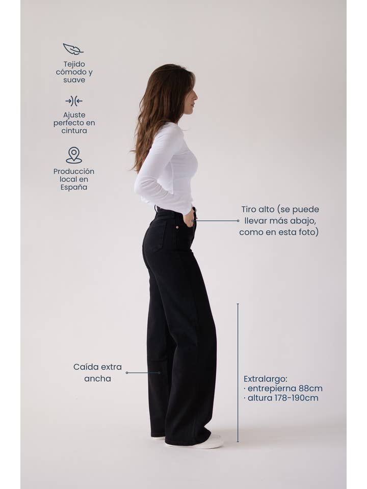 Matcha Jeans - Wholesale Jeans - Women's - BAGGY TALL HIGH RISE - BLACK1