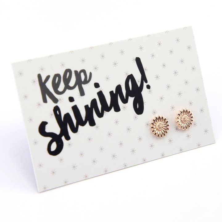 Pendientes con forma de girasol KEEP SHINING de la colección Spring, oro rosa (9701) para venta al por mayor de Sister & Soul