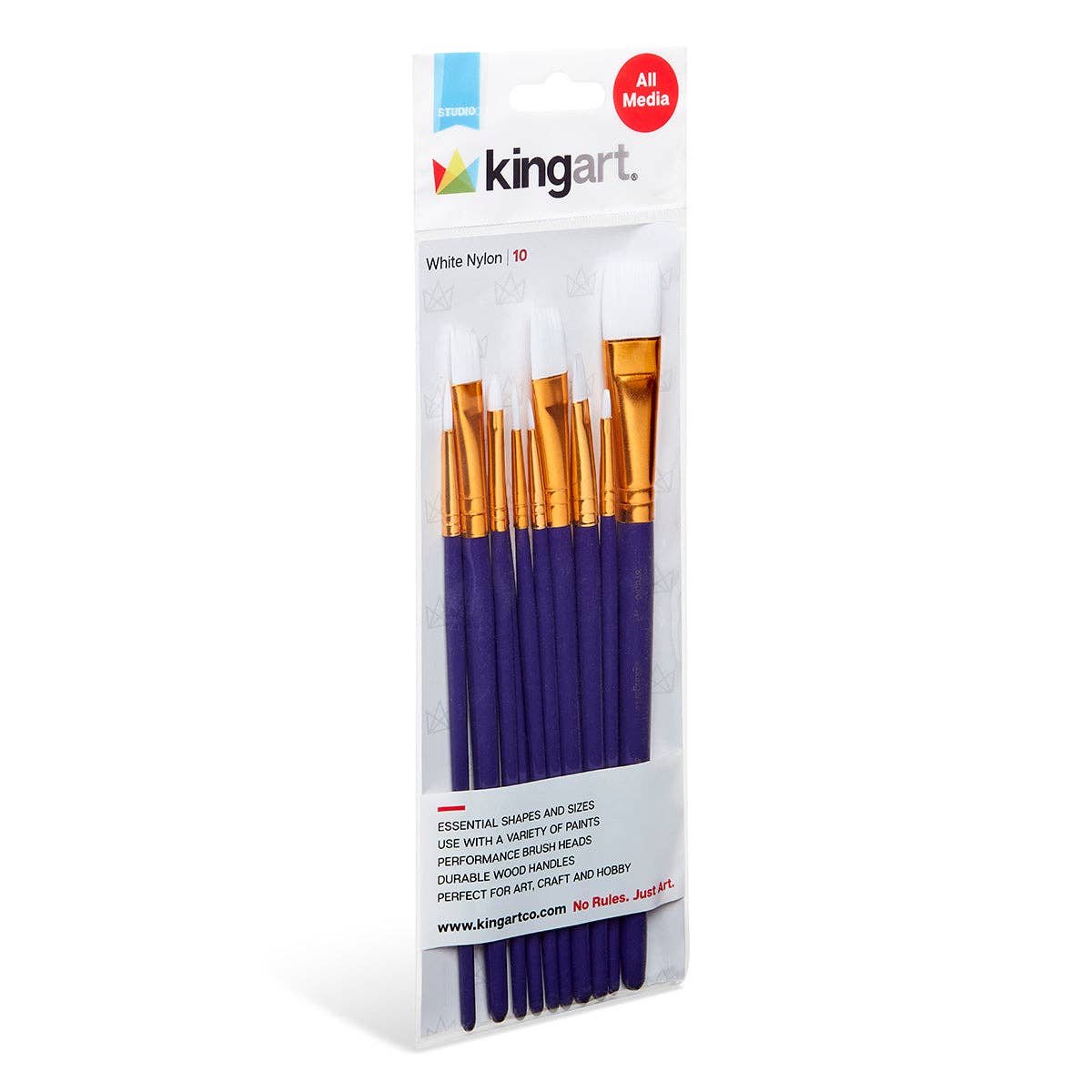 KINGART – wholesale Paint/wax brush – Studio White Nylon Brush Set - 10 Pieces3