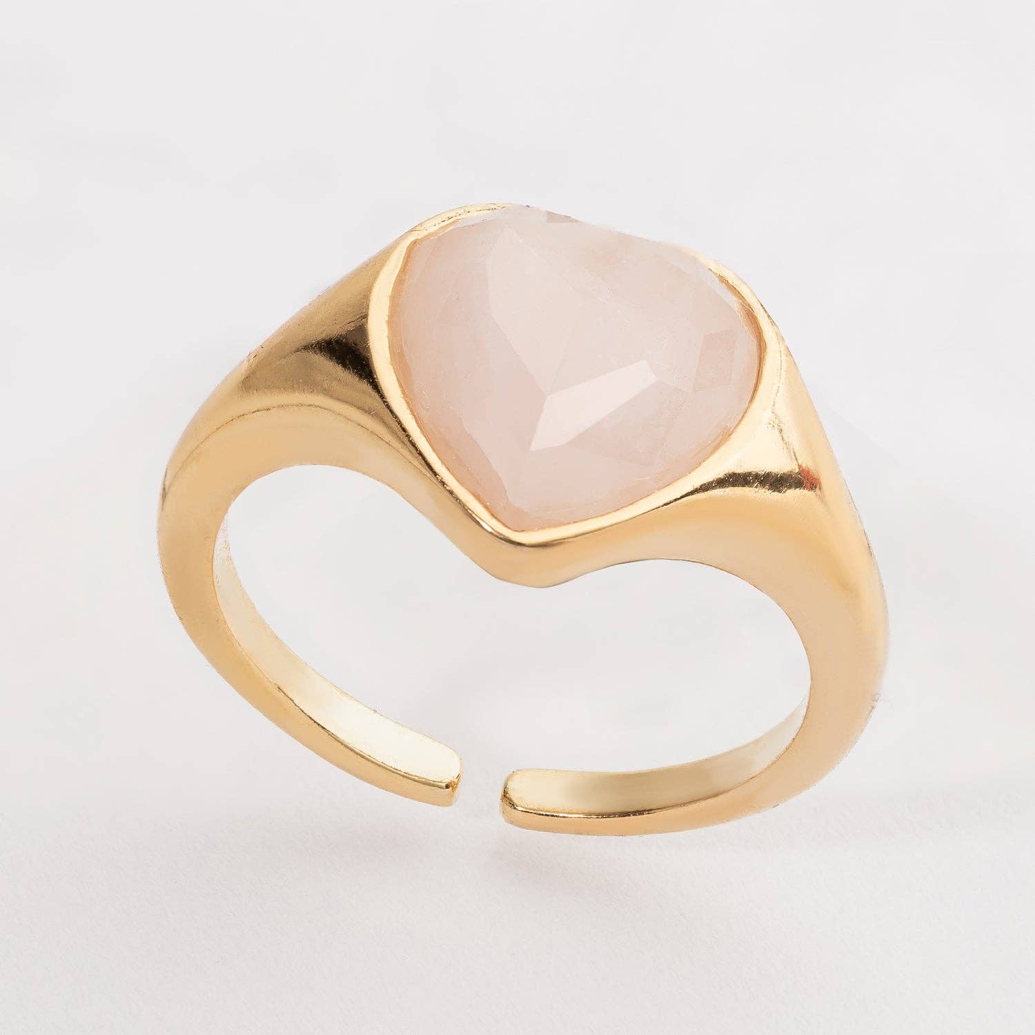 Frem - Wholesale Cocktail/Statement Ring - Gold Heart Natural Stone Adjustable Ring0