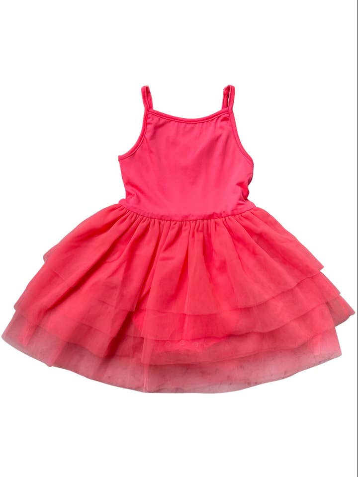 Tank Top Cami Tutu Dress - Hot Punch Coral Orange for wholesale by Happy Heart Crew