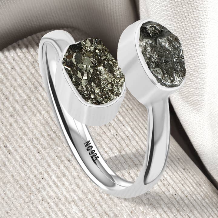 Natural Rough Meteorite & Pyrite 2-Stone Rings, 925 Silver and other Purchase Wholesale meteorite. Free Returns & Net 60 Terms on Faire trending on Faire.