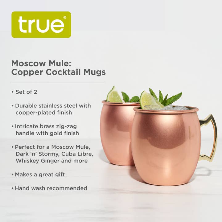 TRUE - Vente Verres à cocktail/alcool - Tasses à cocktail Moscow Mule en acier inoxydable plaqué cuivre10