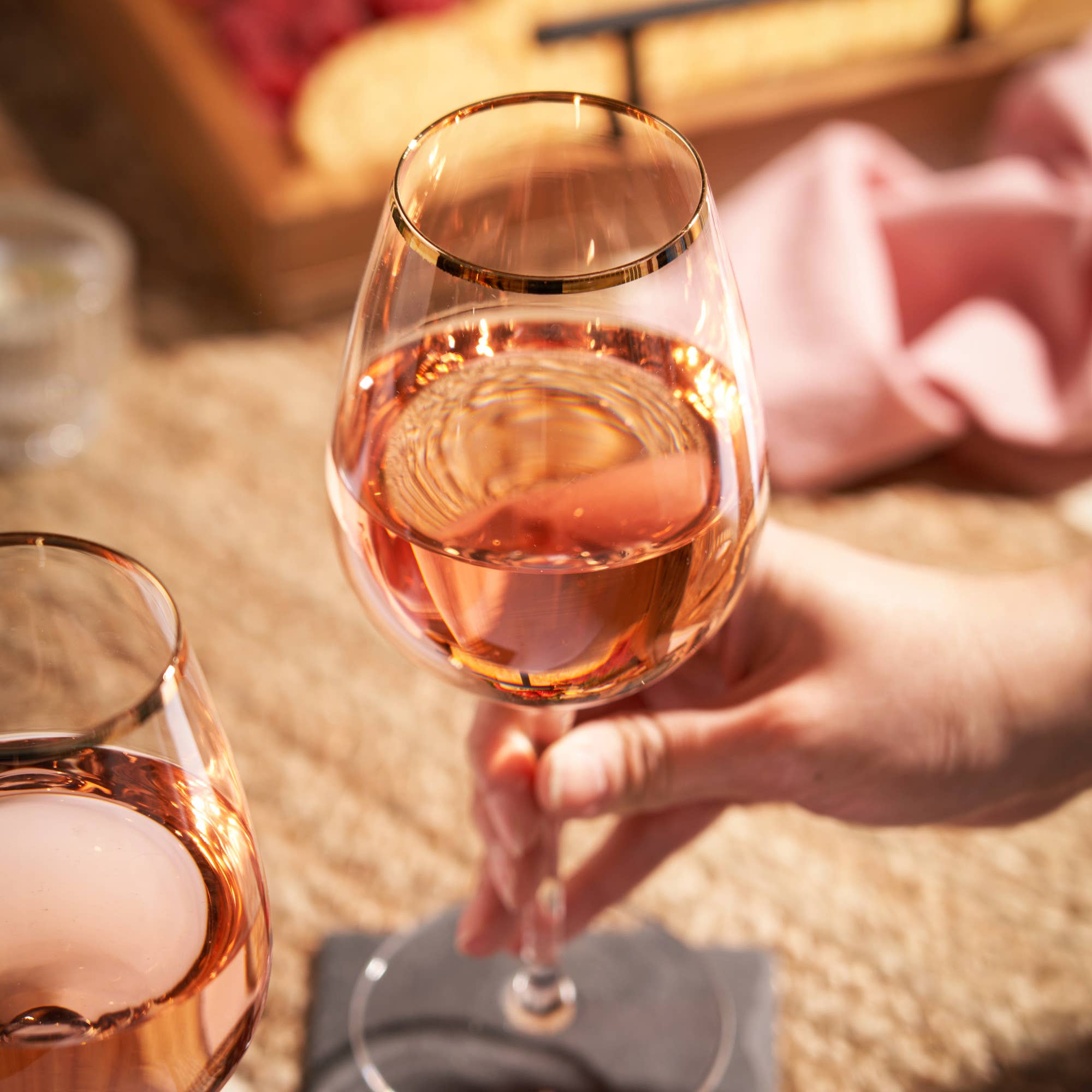 Twine - Wholesale Wine Glass - Gilded Gold Rimmed Glass Stemmed Wine Glasses Set of 22