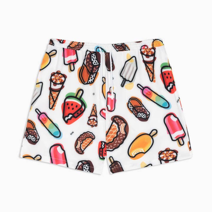 Mambo Pattern Mix zwemshort, wit. • Digital All-Over voor wholesale door Dolly Noire