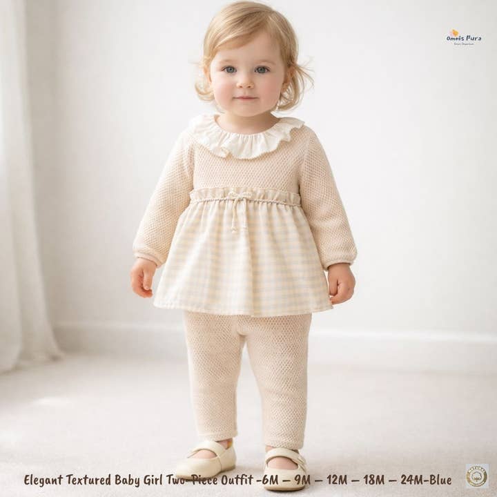 Elegant Textured Baby Girl Two-Piece Outfit for wholesale by Omnis Pura