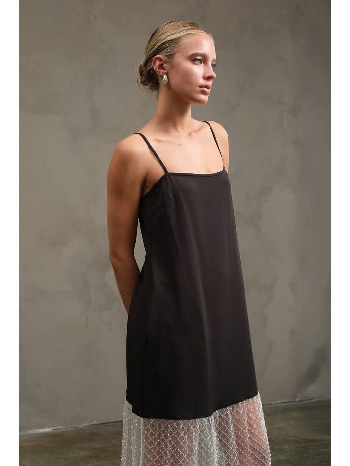 Noir Robe Cocktail à Perles - RD1188 en vente sur Faire3