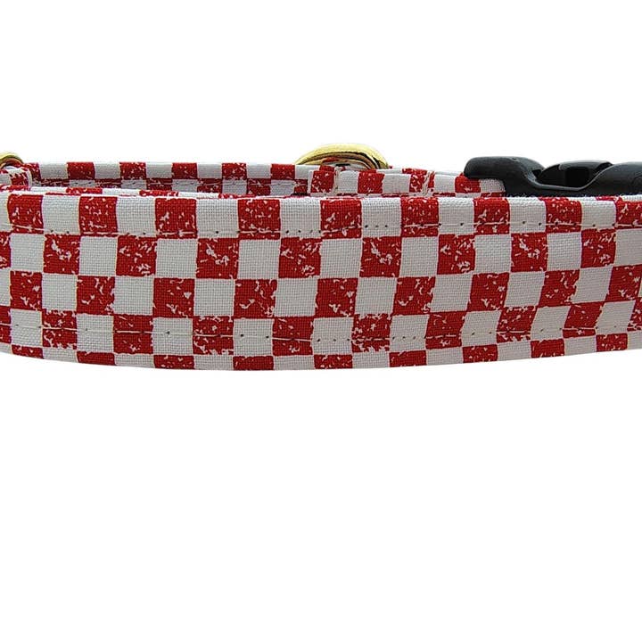 Red Checkered Dog Collar for wholesale by Shelby's Squad