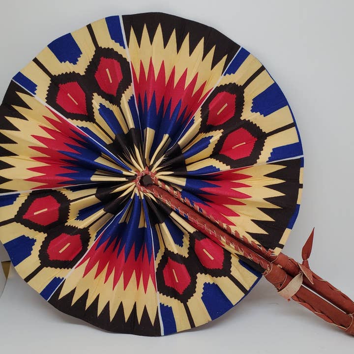 World Peaces - Wholesale Handheld Folding Fan - African Wax Print Fan, Handmade in Ghana2