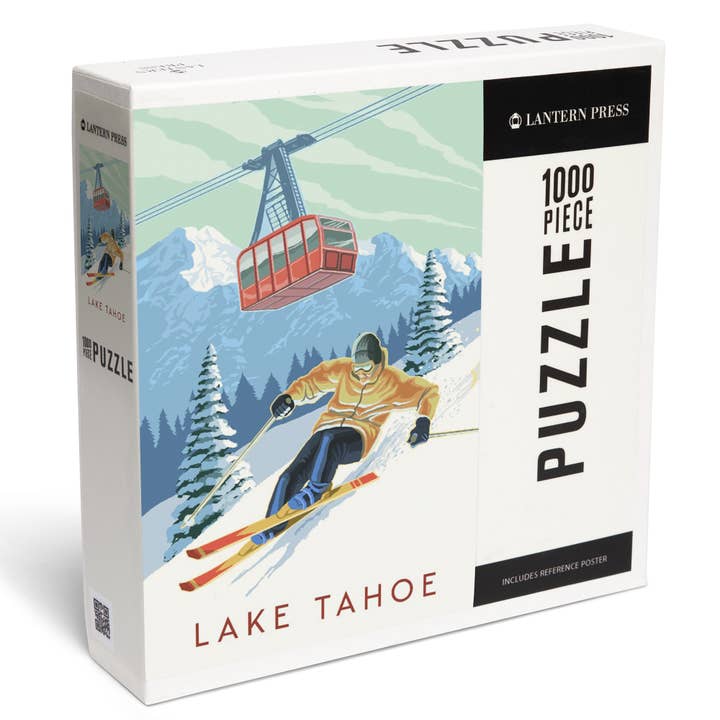 PUZZLE DE 1000 PIÈCES Lac Tahoe, Californie, skieur et tramway pour la vente par Lantern Press