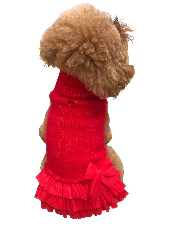 Tutu-Pulloverkleid mit Rüschen, Rot für den Großhandel von The Dog Squad