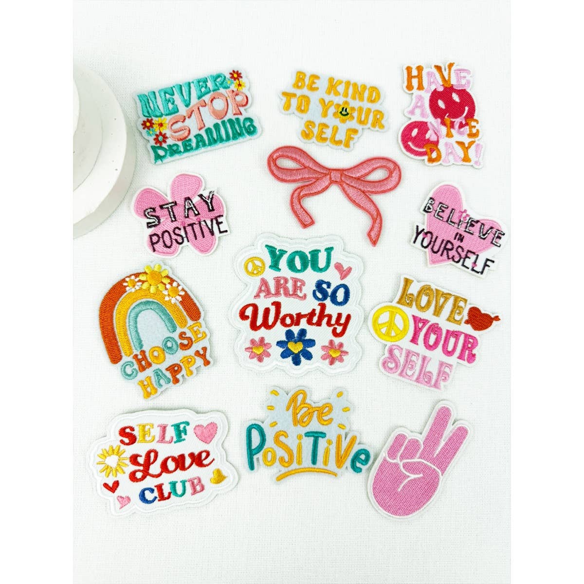 MIX COLOR SELF LOVE Theme DIY Iron On Embroidered Patches for wholesale on Faire1