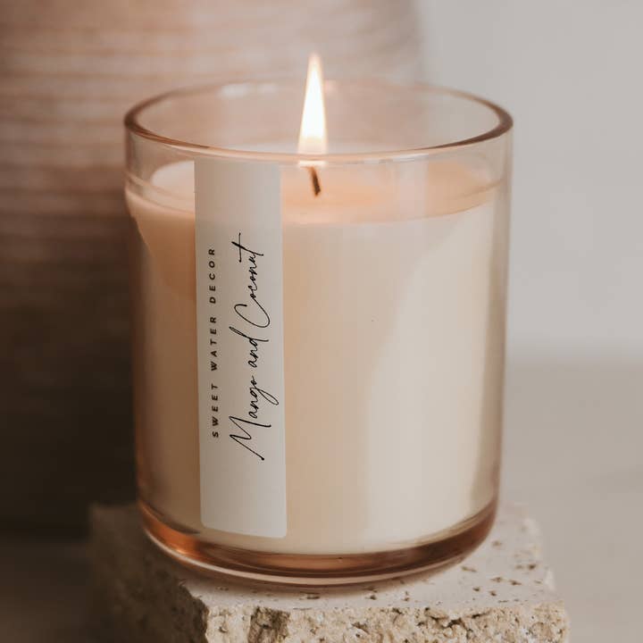 Mango and Coconut 12 oz Candle - Home Decor and Gifts and other Purchase Wholesale aqua. Free Returns & Net 60 Terms on Faire trending on Faire.