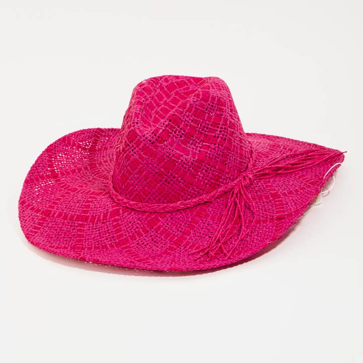 Intricate Straw Weave Sun Hat for wholesale by Collections by Fame Accessories