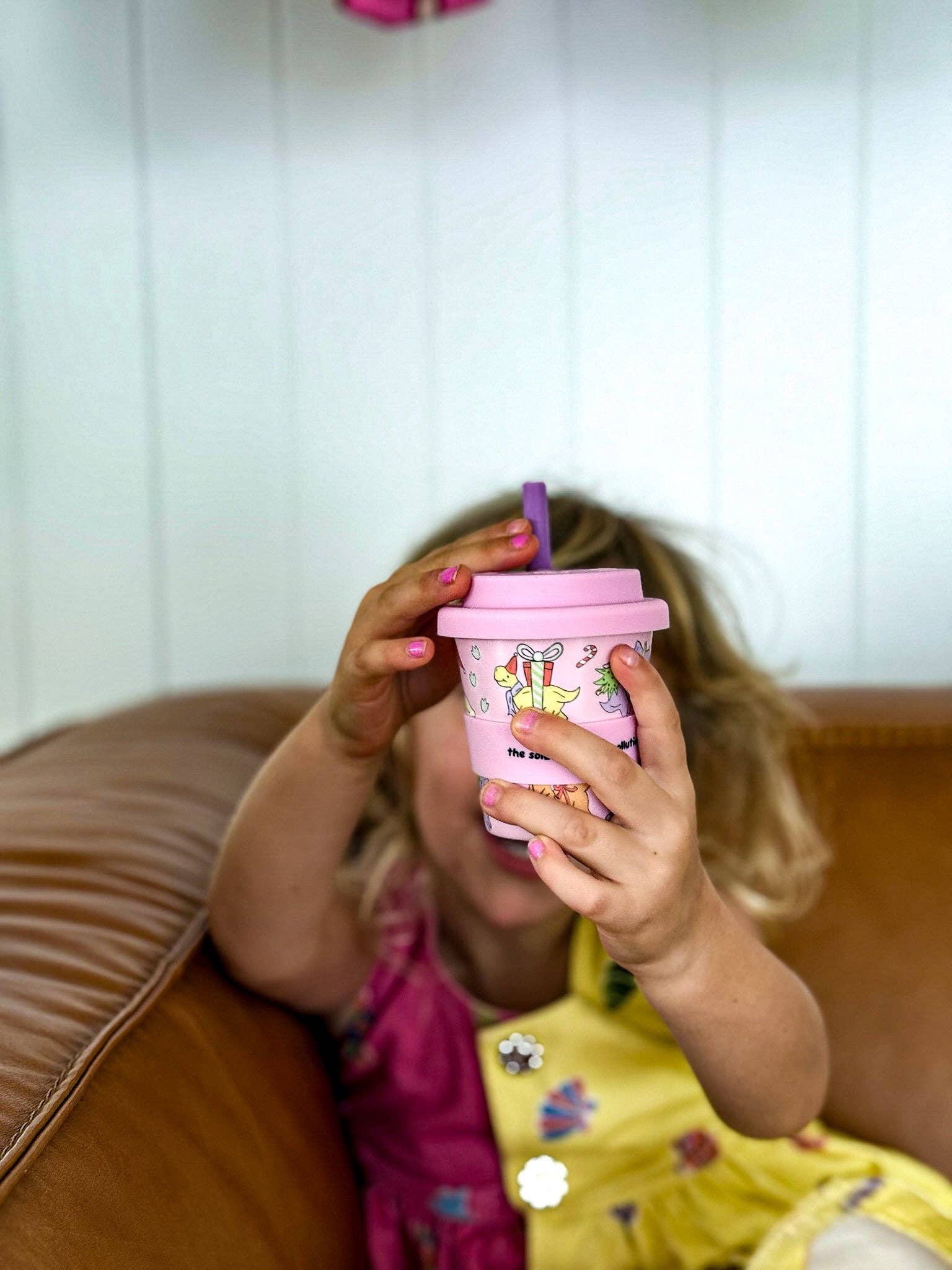 BBcino - Wholesale Drinking Glass/Cup - Kids & Baby - Santa’s Little Sipper in Pink - 120ml (STRAW INCLUDED)4