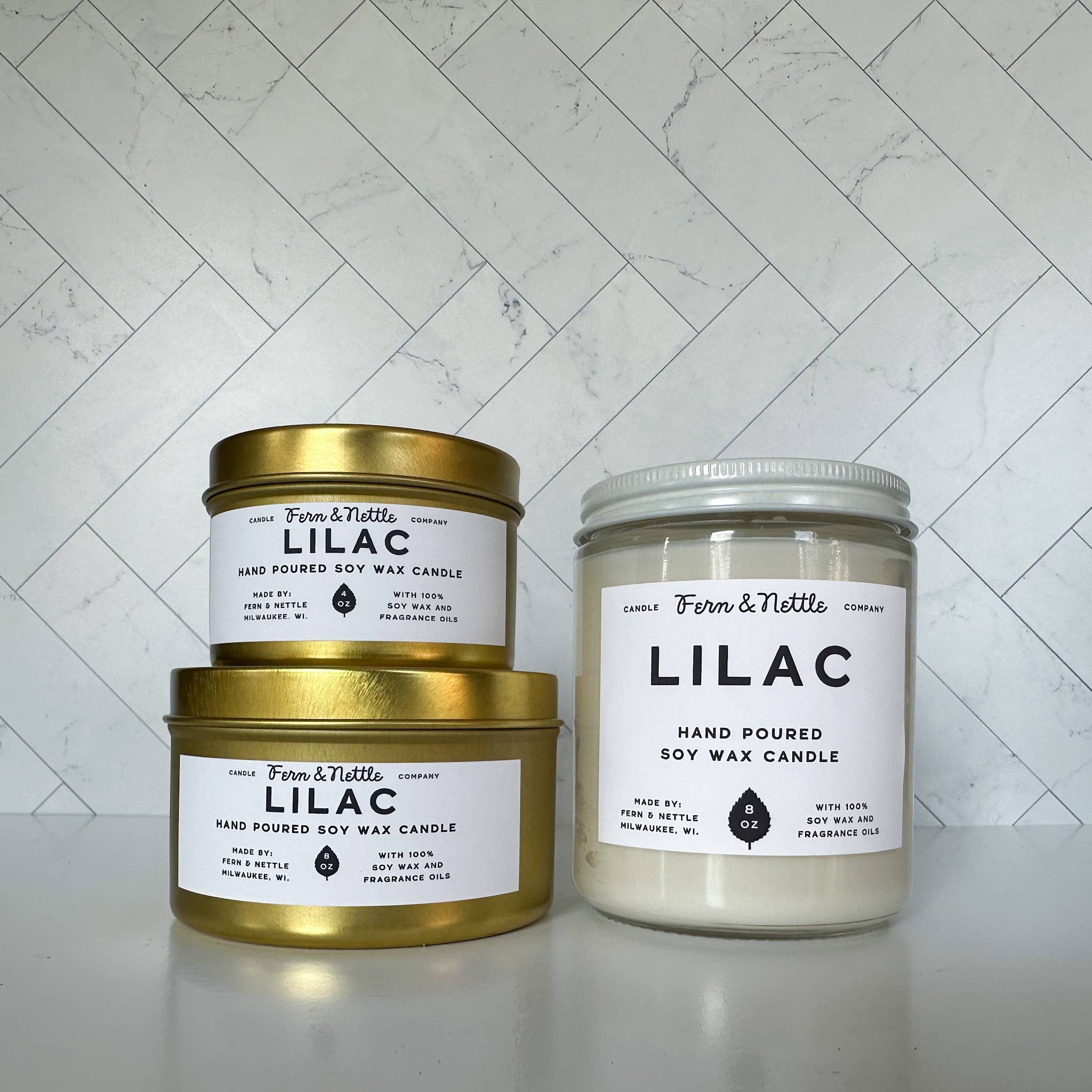 Fern and Nettle - Wholesale Jar/Filled Candle - Lilac Soy Wax Candle0