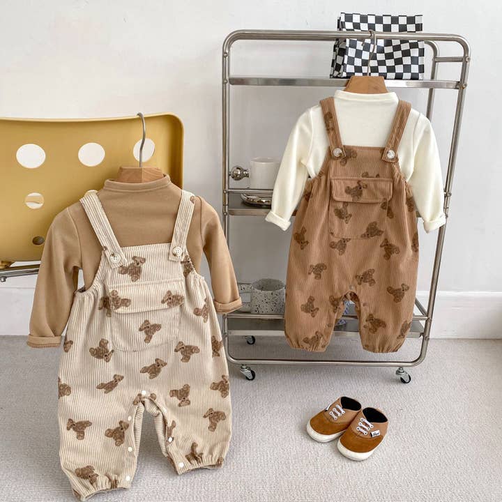 MyKids-USA® - Wholesale Overalls - Baby - Spring and Autumn Unisex Baby Corduroy Sleeveless Cute Teddy Overalls Romper3