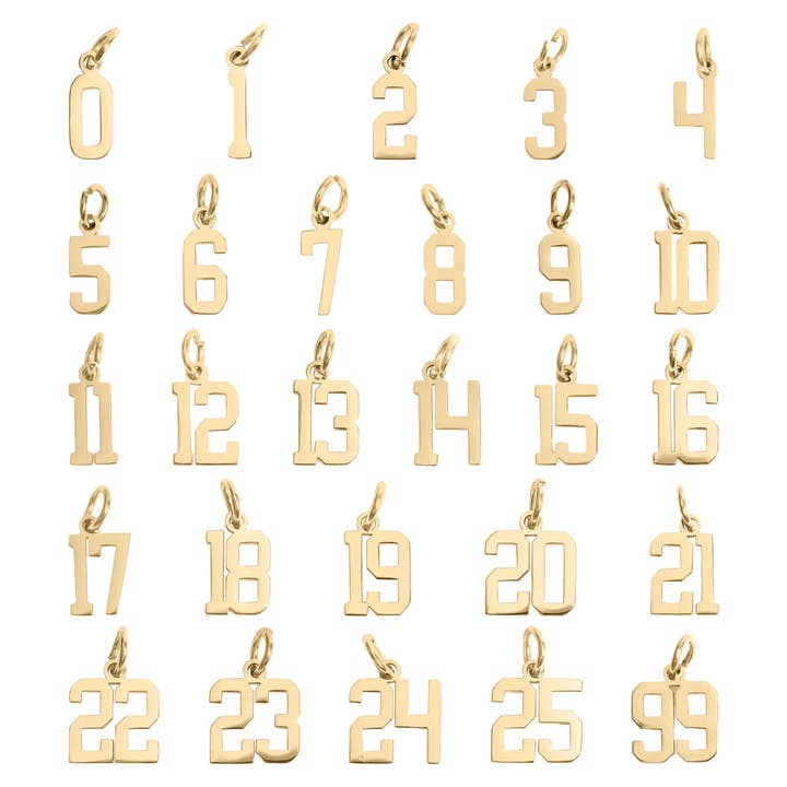 WJW – wholesale Individual charm/pendant – 18K Gold PVD Stainless Steel Small Number Charm0