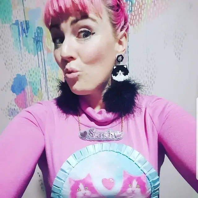 I'm Your Present - Wholesale Dangle Earrings - Persian Kitty Cat And Pom Pom Earrings In White Or Black & White, Laser Cut Acrylic, Plastic Jewelry3