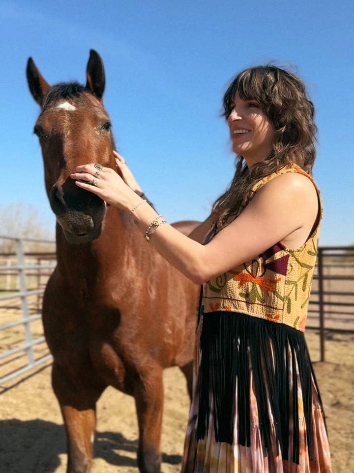 Wylder Trading Company - Wholesale Outerwear Vest - Women's - Boho Western Fringe Cowgirl Hippie Vest Leather Kantha19