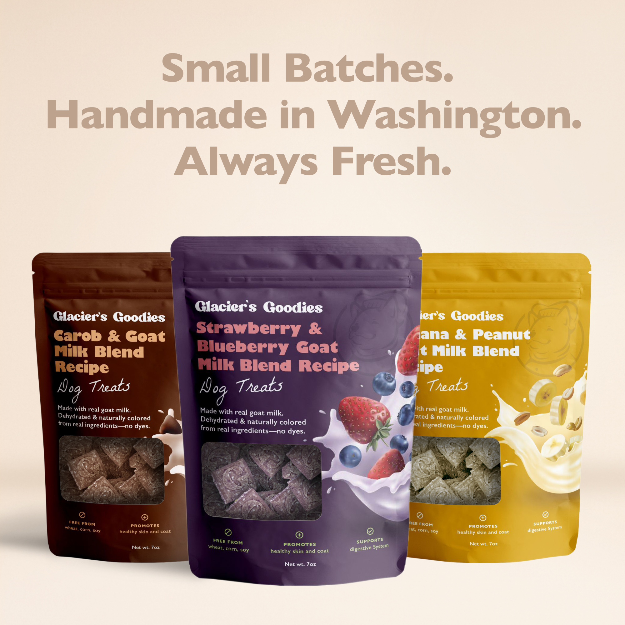 Glacier's Goodies - Wholesale Pet Treats - Dog - Goat Milk Dog Treats – Strawberry & Blueberry (7oz) 6pack4