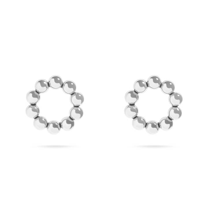 WJW - Wholesale Stud/Post Earrings - 15mm 18K Gold PVD Stainless Steel Circle Ball Stud Earrings