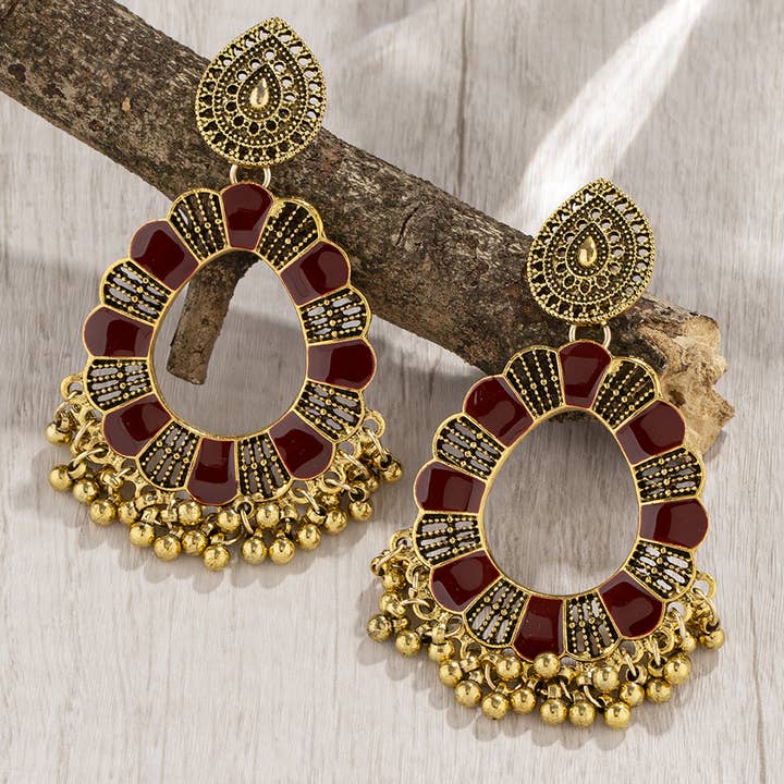 VINTAGE HOLLOW BOHEMIAN TASSEL EARRINGS_CWAHA2470 for wholesale by ACCITY