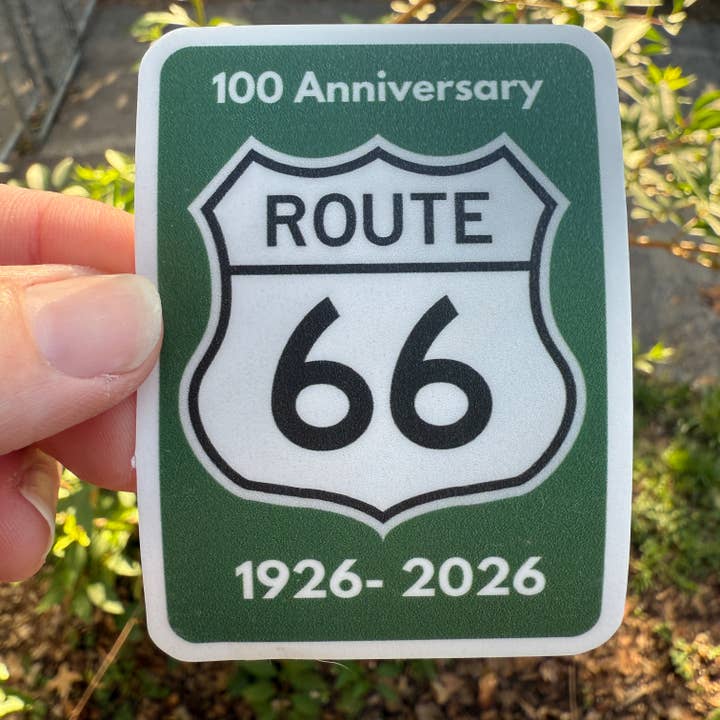National Parks and Beyond - Wholesale Sticker - 100 Anniversary of Route 66 Highway Sign - 3" Vinyl Sticker1