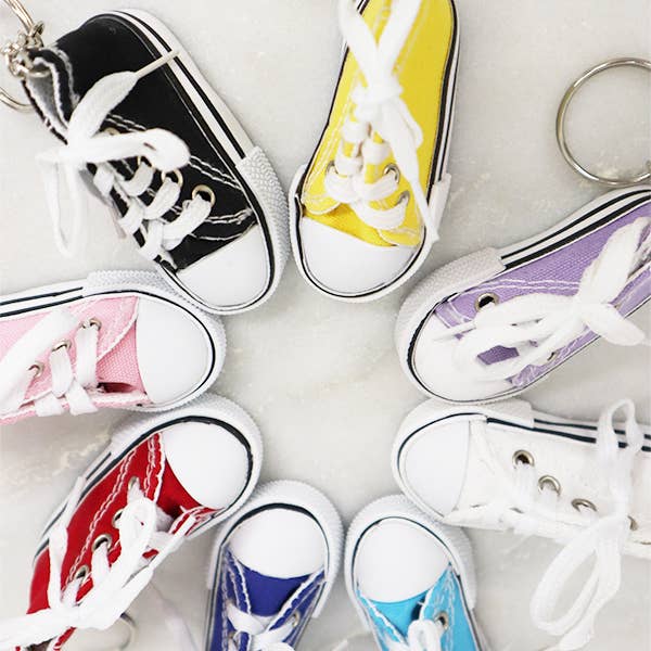 MIX COLOR Canvas Rubber Sole Sneakers Novelty Key Chain for wholesale on Faire