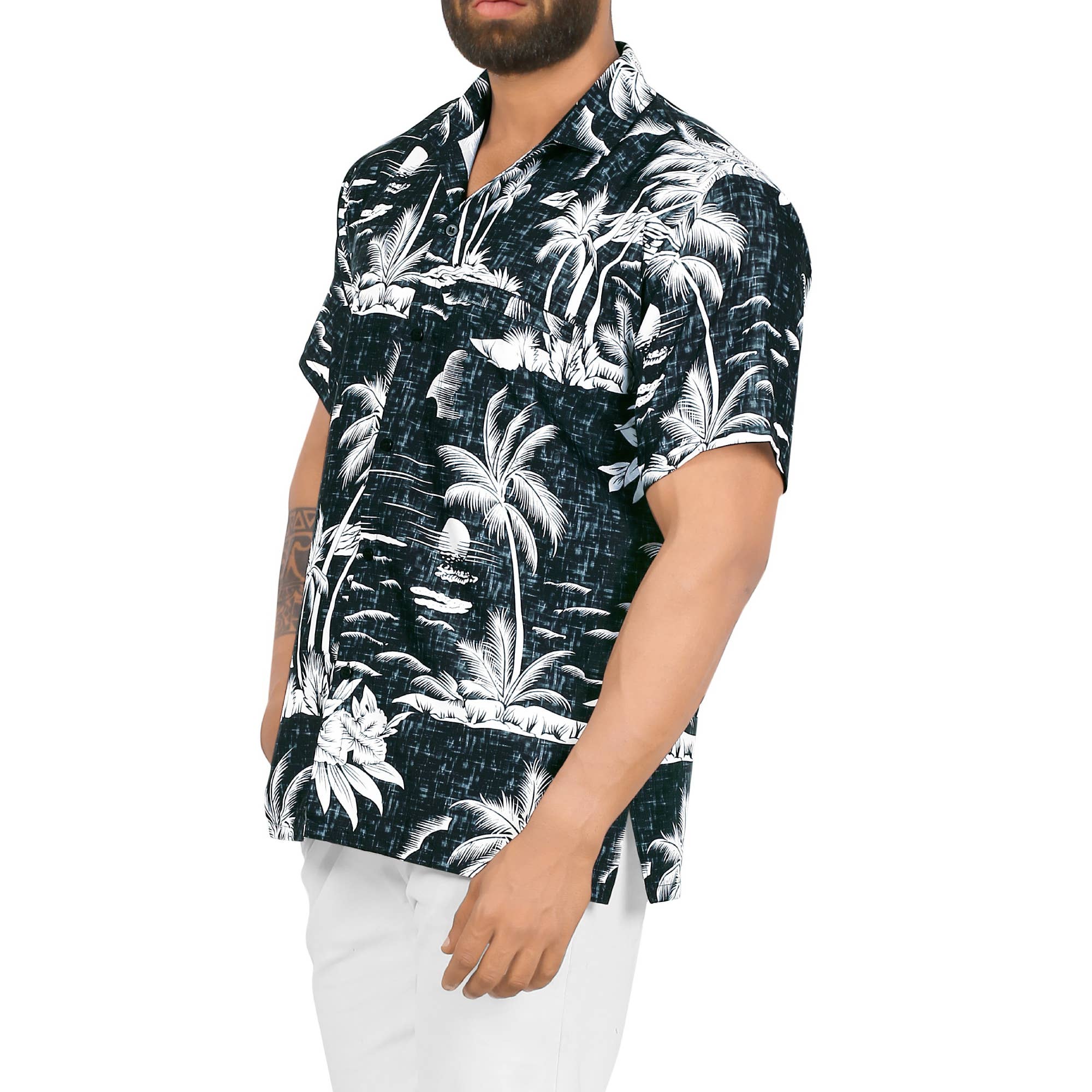 La Leela Men's Beach Hawaiian Shirt Island Palm Tree P00006 for wholesale on Faire1