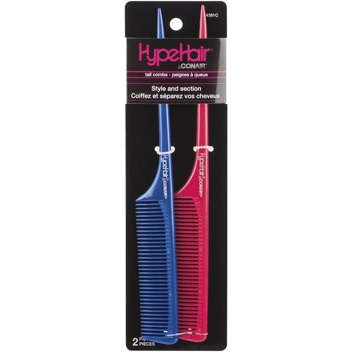 MK Smith's Shop - Wholesale Hair Brush/Comb - Hype Hair by Conair 2pk Rat Tail Combs w/Fine Teeth
