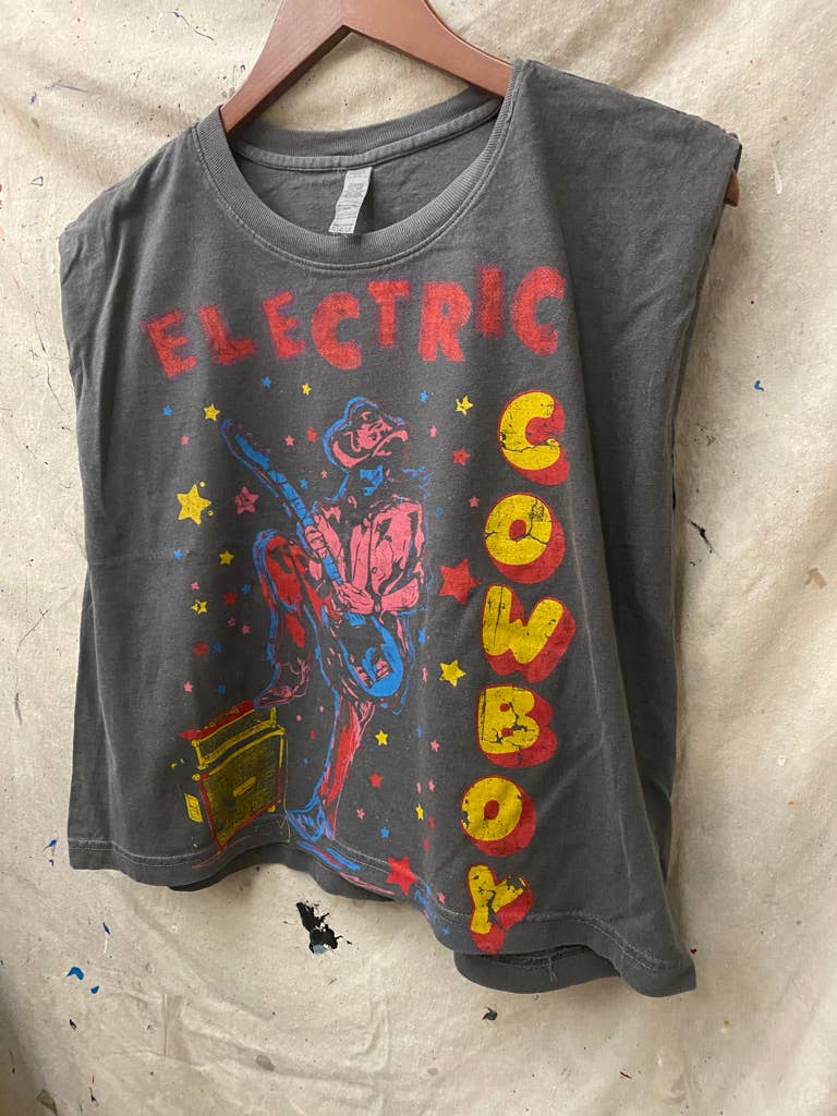 Country Deep Apparel - Wholesale Tank Top - Women's - Electric Cowboy Midriff boxy Muscle crop top3