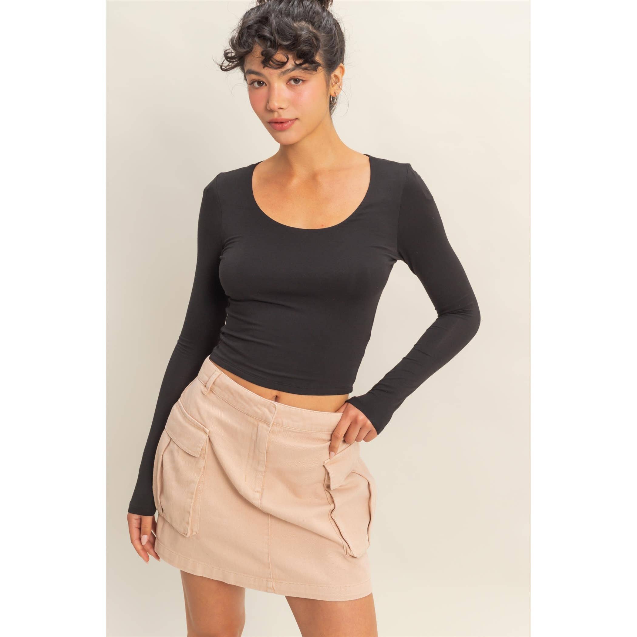 HYFVE - Wholesale Knit Top - Women's - Scoop Neck Long Sleeve Crop Top5