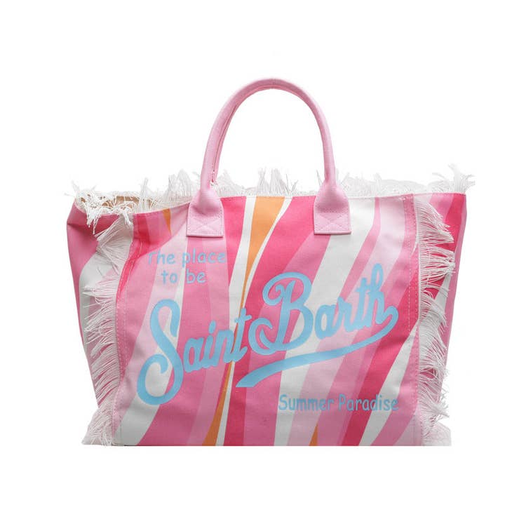 Sac de plage à grande capacité avec bandoulière et pompon pour la vente par Little Trendy