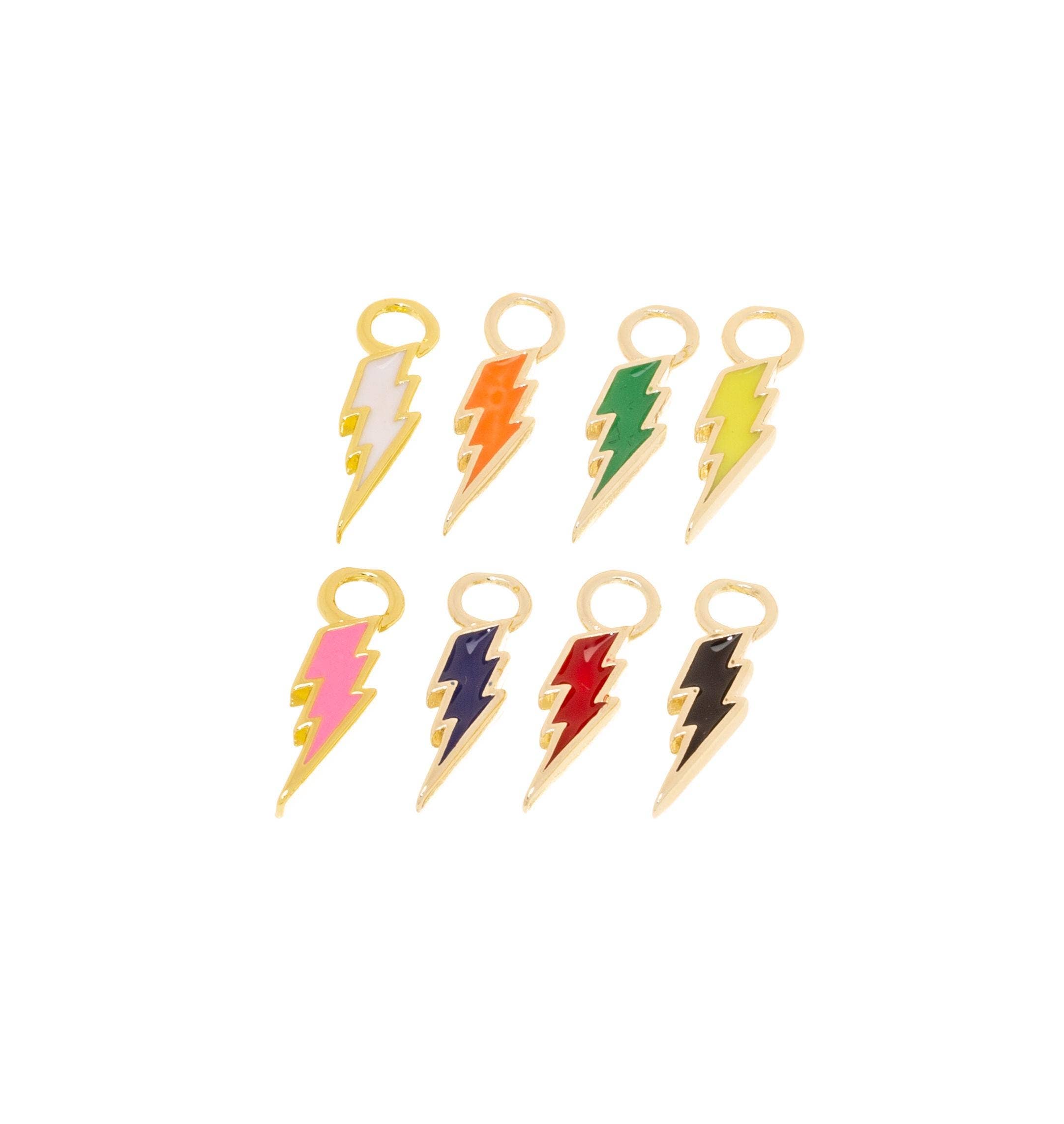 Jewel Pledge - Wholesale Individual Charm/Pendant - Gold Enamel Lightning Bolt Charms for Jewelry Making,CPG14081