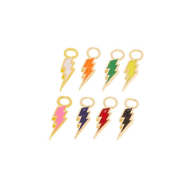 Jewel Pledge - Wholesale Individual Charm/Pendant - Gold Enamel Lightning Bolt Charms for Jewelry Making,CPG14081