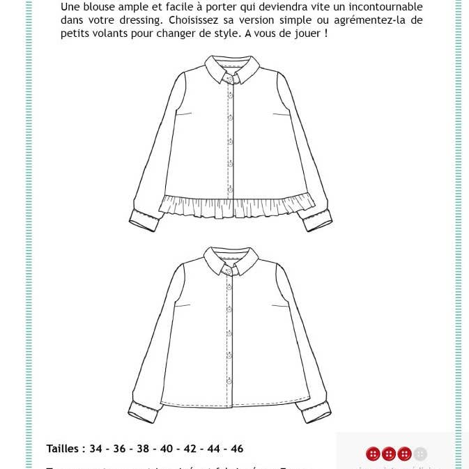 Women's shirt sewing pattern Rue Vavin for wholesale by LA DROGUERIE