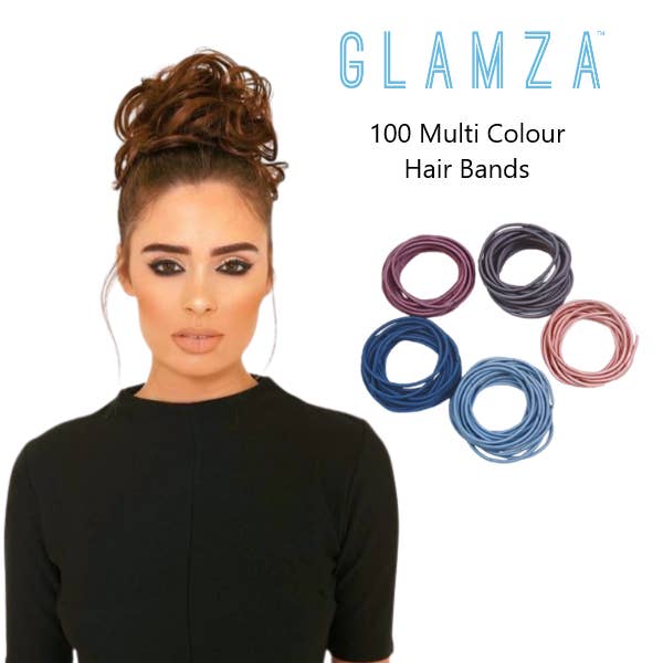 My Wholesale Warehouse - Wholesale Hair Tie - 100 Elasticated Hair Bands - Multi Coloured