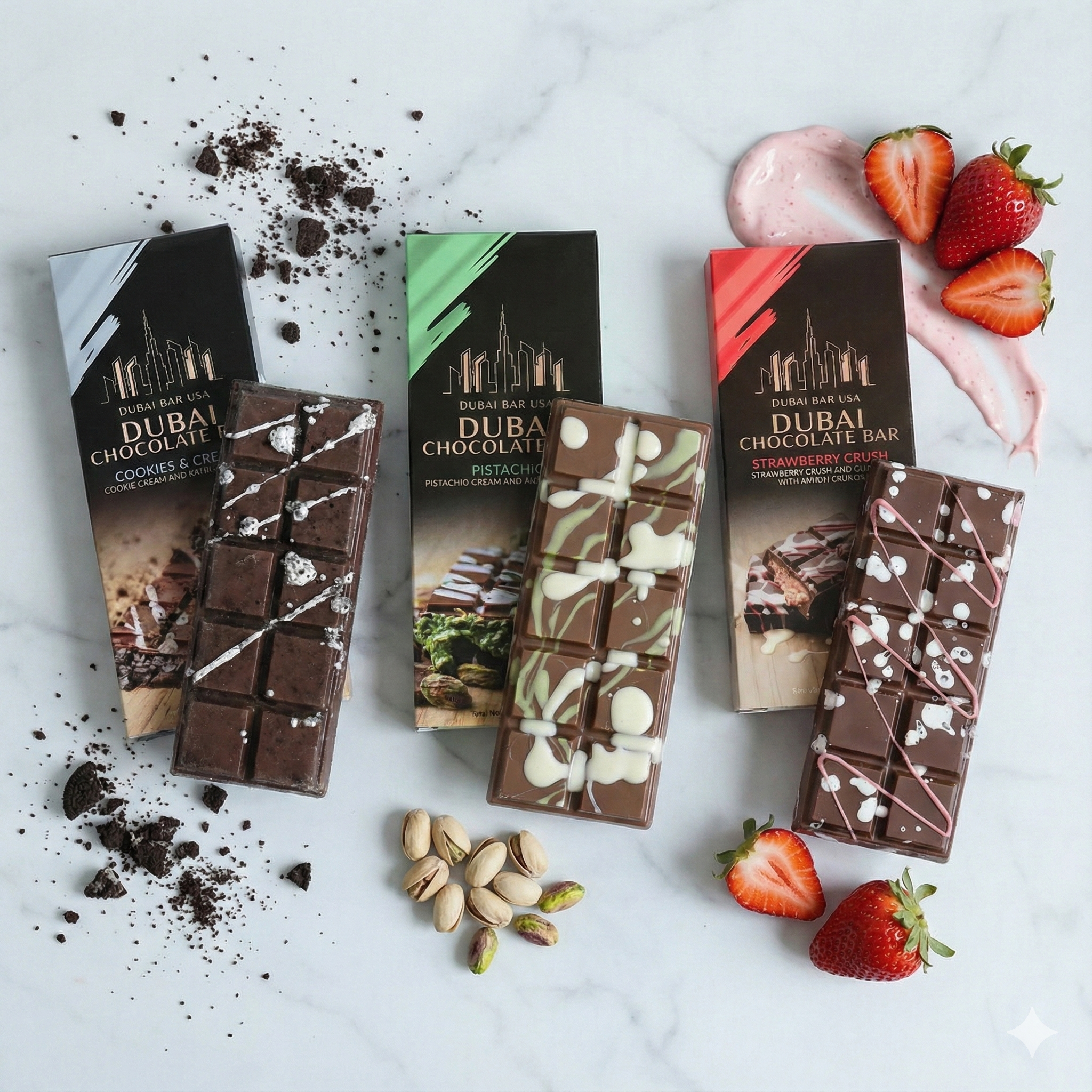 Dubai Bar USA - Wholesale Chocolate Bar - Dubai Bar Mixed Flavor Display Pack, 24 Bars5