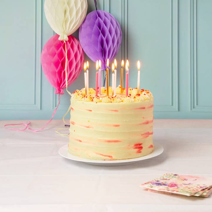 Talking Tables EU - Wholesale Cake Candle - Long Pink and Gold Birthday Candles | 16 Pack |