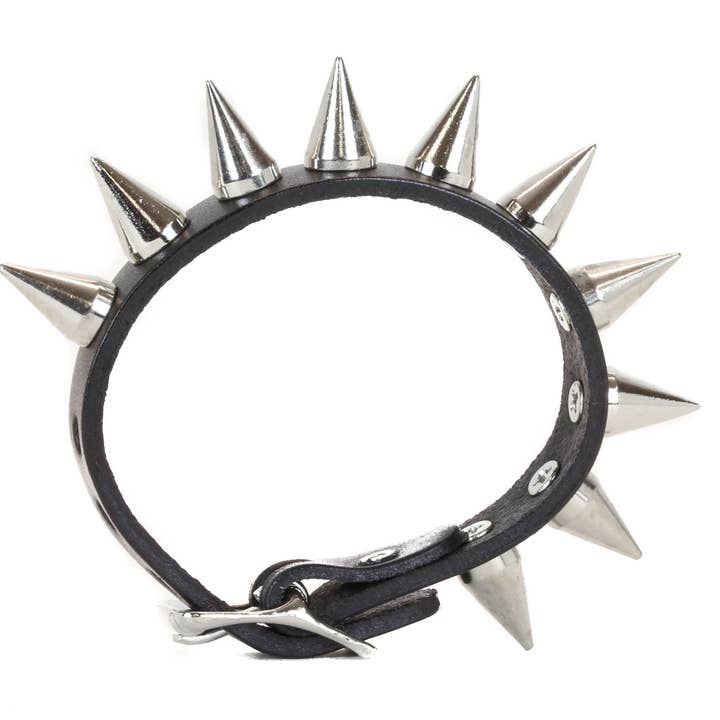 BC317 1 ROW SMALL CONE SPIKE BUCKLE BRACELET for wholesale by Funk Plus