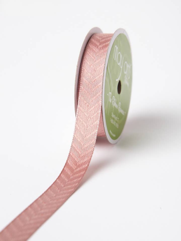 5/8" Wired Rose Pink Woven Chevron Ribbon for wholesale by May Arts Ribbon