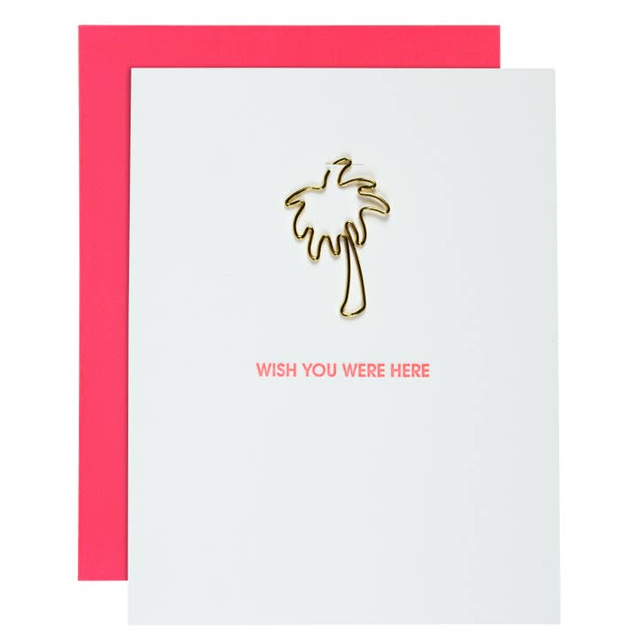 Wish You Were Here - Friendship - Palm Tree Paperclip Card for wholesale by Chez Gagné