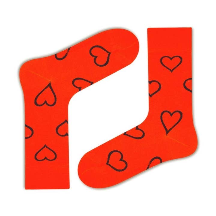 Big Heart Kleurrijke leuke organische nieuwigheid oranje crew sokken voor wholesale door Love Sock Company