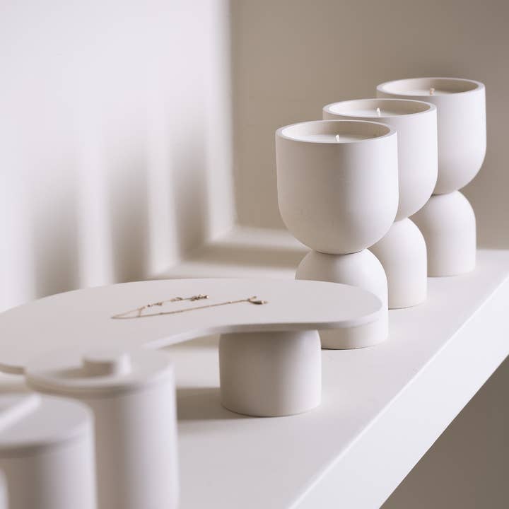 Guer concrete asymmetric table | 8 colors | catchall tray for wholesale by ZOA concept