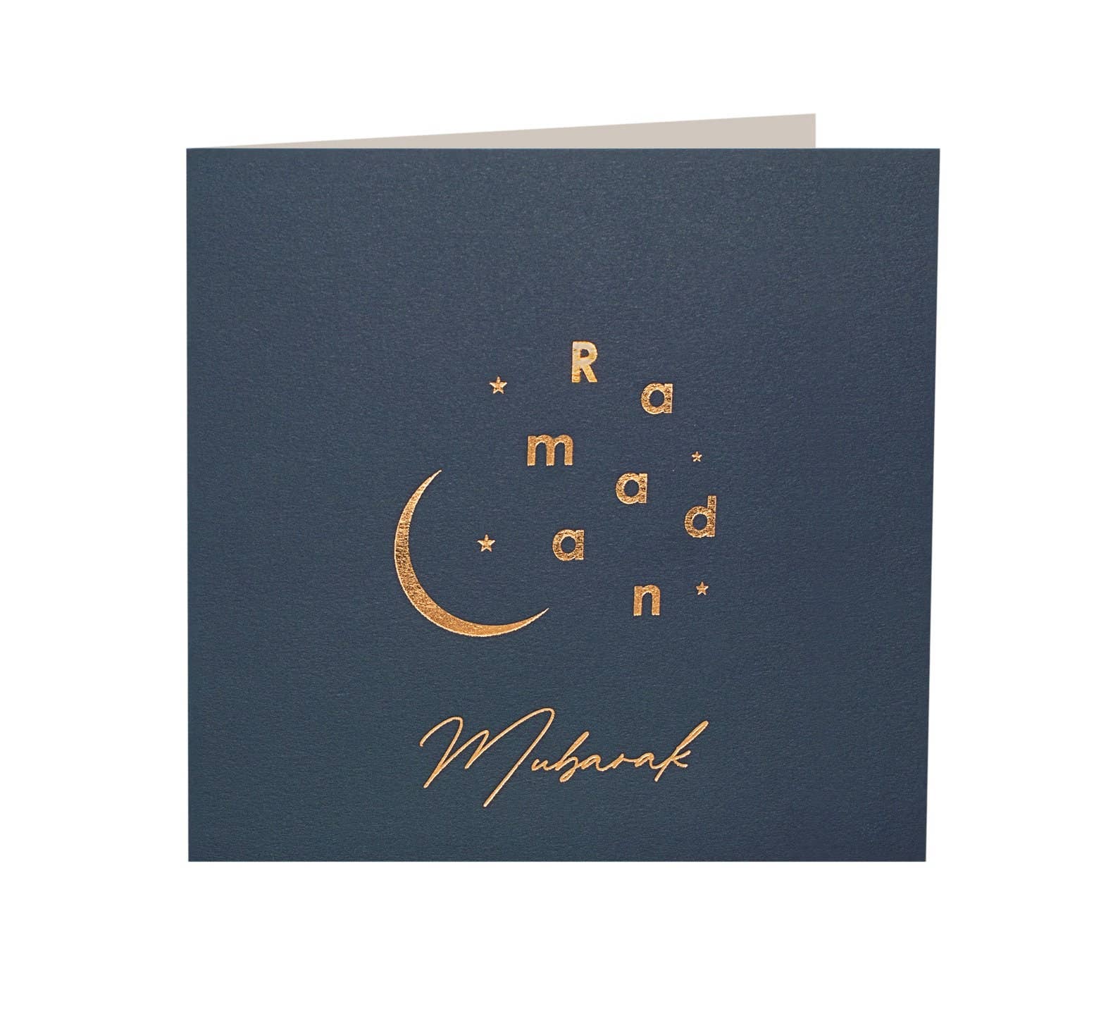 Islamic Moments – wholesale Eid & Ramadan card – Luxury Ramadan Mubarak Gold Foil Greeting Card Navy Blue - RC 212