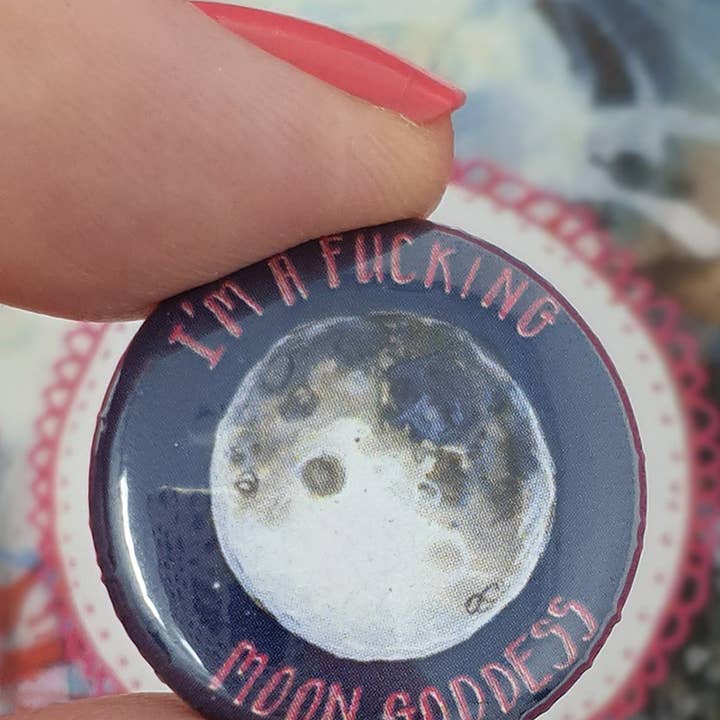 Sweary Moon Goddess Pin for wholesale by Nicole Lawson Studio