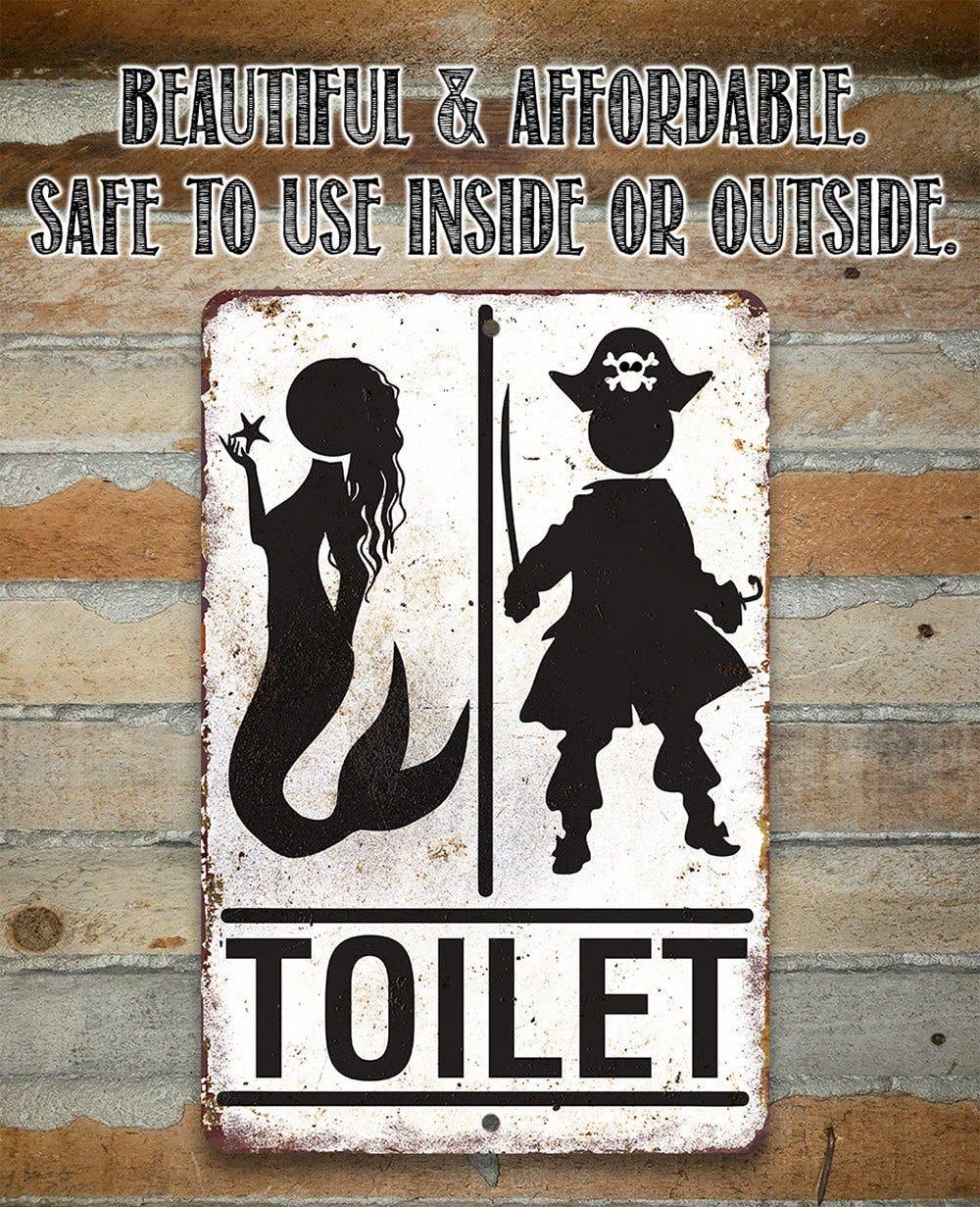 Lone Star Art Metal Signs - Wholesale Bathroom Sign - Pirate Mermaid Toilet - Metal Sign2